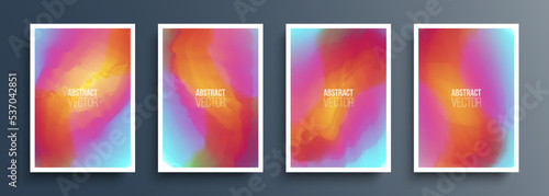 Set of abstract backgrounds with bright multicolored gradients for your creative graphic design. Flame and fire. Vector illustration.