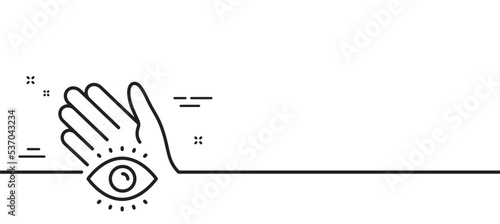 Meditation eye line icon. Yoga mind sign. Spirit therapy symbol. Minimal line illustration background. Meditation eye line icon pattern banner. White web template concept. Vector