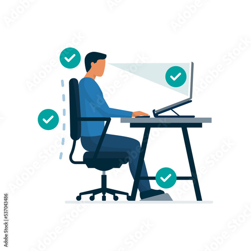 Ergonomic workspace: proper sitting posture at desk