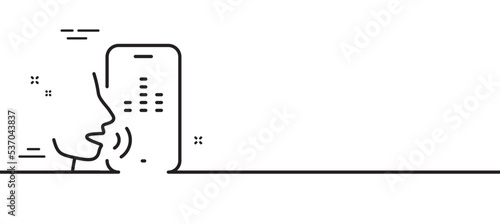 Voicemail line icon. Record phone voice sign. Cellphone mic symbol. Minimal line illustration background. Voicemail line icon pattern banner. White web template concept. Vector
