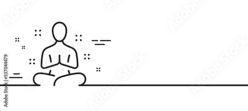 Yoga line icon. Meditation pose sign. Relax body and mind symbol. Minimal line illustration background. Yoga line icon pattern banner. White web template concept. Vector
