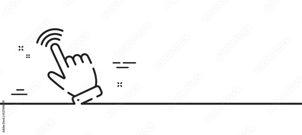 Obraz premium Hand cursor line icon. Click action sign. Finger pointer symbol. Minimal line illustration background. Cursor line icon pattern banner. White web template concept. Vector