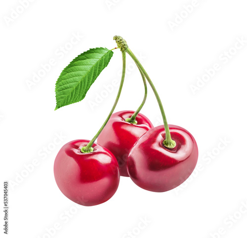 Tableau sur toile Sour cherry berries isolated on white or transparent background