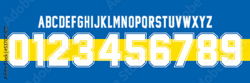 font vector team 2022 kit sport style font. football style font with lines. Boca font. The Millionaires.sports style letters and numbers for soccer team