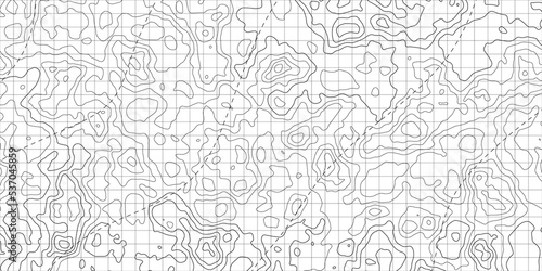 Topographic map background. Geographic abstract patterns grid. The topo contour map with stylized height. Mountain trail terrain  terrain path. Vector illustration.