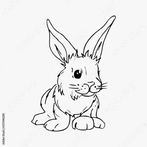 Cute hand draw small rabbit . Illustration of bunny © Анна Иванова