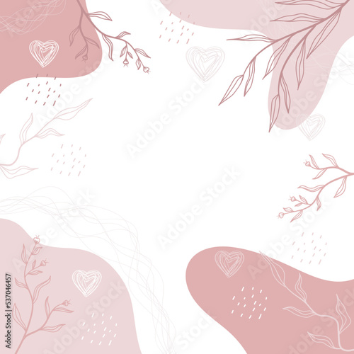 Abstract flowers and leaves trendy set