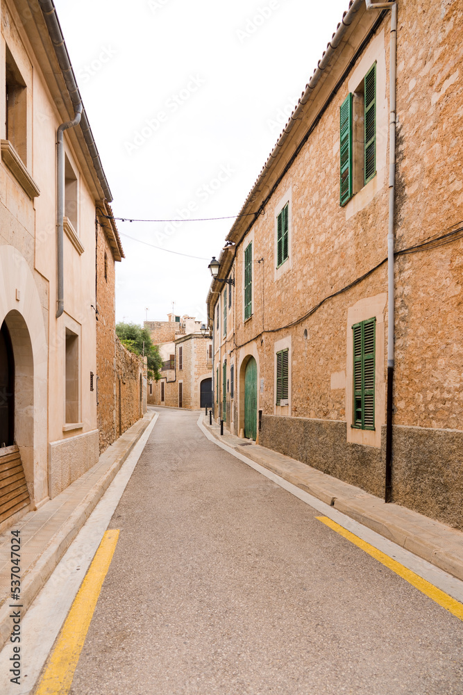 Beautiful streets in a picturesque village in Santanyi, Majorca, Spain