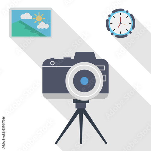 flat icons for camera,clock,picture,vector illustrations