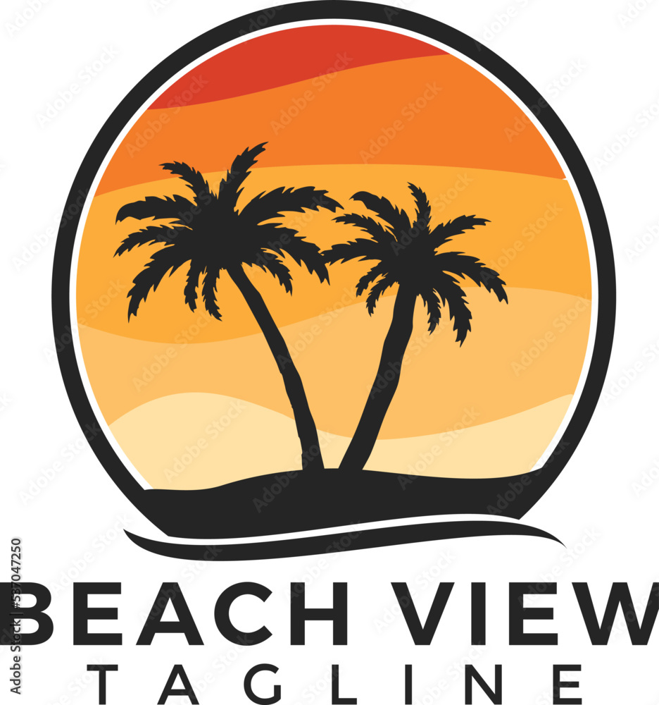beach paradise vector template. summer sea graphic illustration.