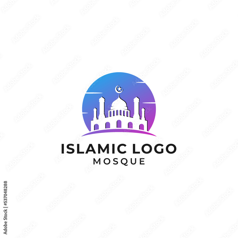 mosque building vector template. Muslim worship place graphic illustrations.