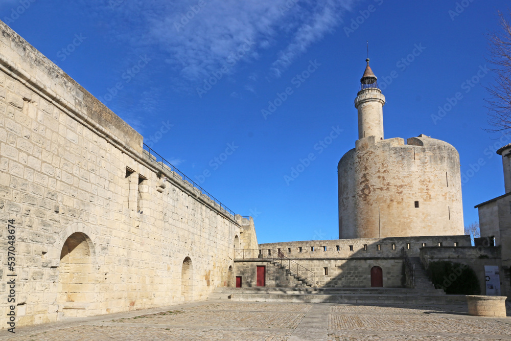 City walls and Tower in Aigues-Mortes in France	
