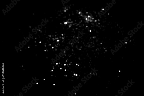 White gray blurred bokeh lights on black background. Glitter sparkle stars for celebrate. Overlay for your design © MariiaDemchenko