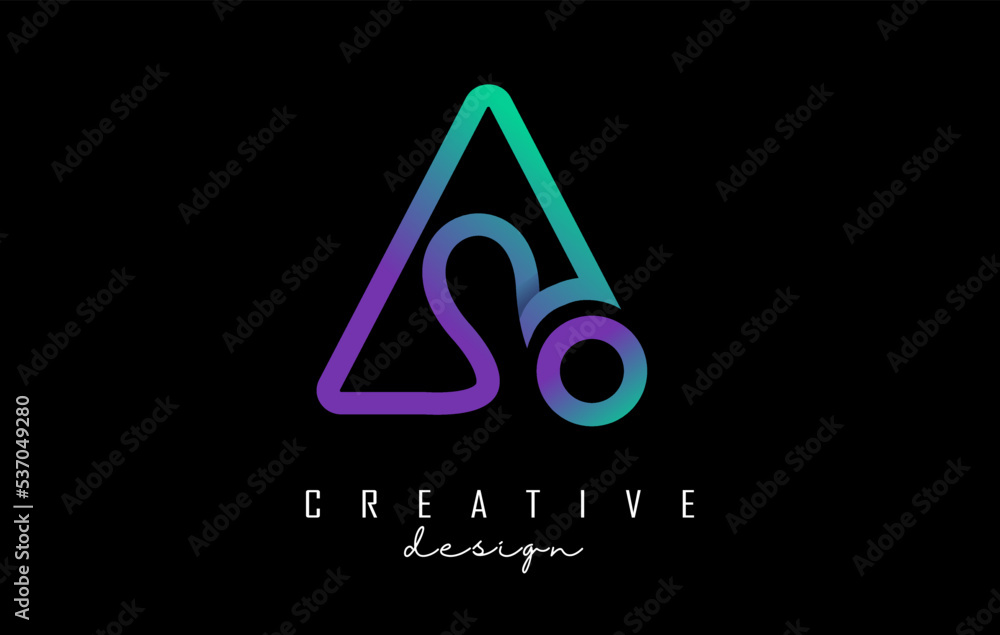 Outline letter A logo with dot and gradient design. Vector Illustration with geometric design. Outline letter A logo with dot and gradient design. Vector Illustration with geometric design.