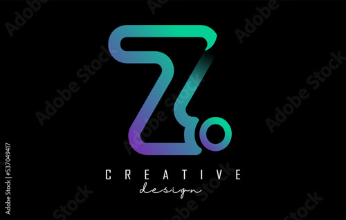 Outline letter Z logo with dot and gradient design. Vector Illustration with geometric design.