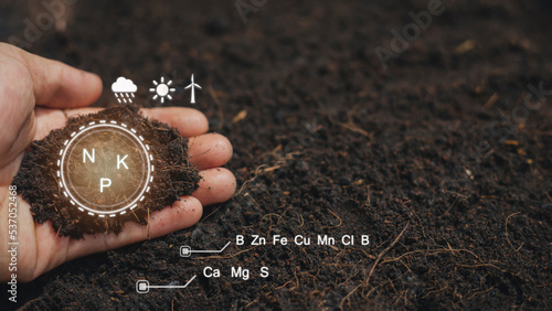 The benefits of nutrients in soil and plants.The concept of applying modern technology in agriculture Smart Farm Develops Economy
