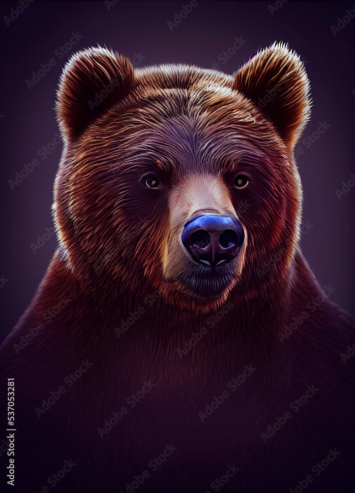 Fototapeta premium brown bear portrait, ultra realistic big bear with brown fur