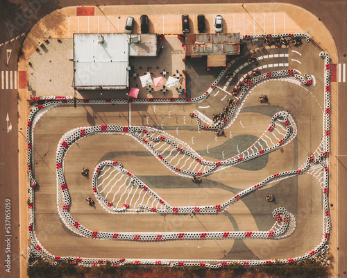 Aerial view of a karting track, Castellon de la Plana, Spain. photo