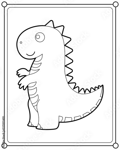 Cute Tyrannosaurus rex suitable for children's coloring page vector illustration