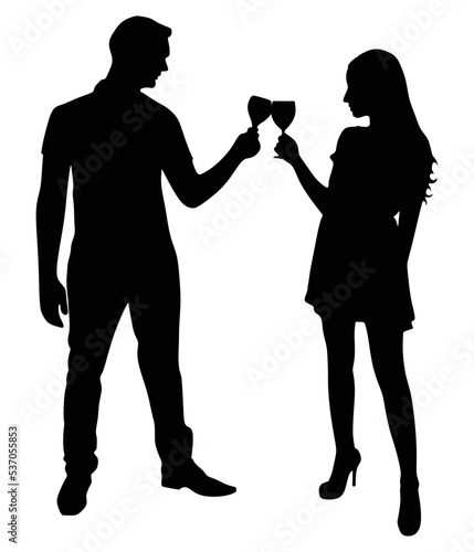 loving young couple toasting wine glasses