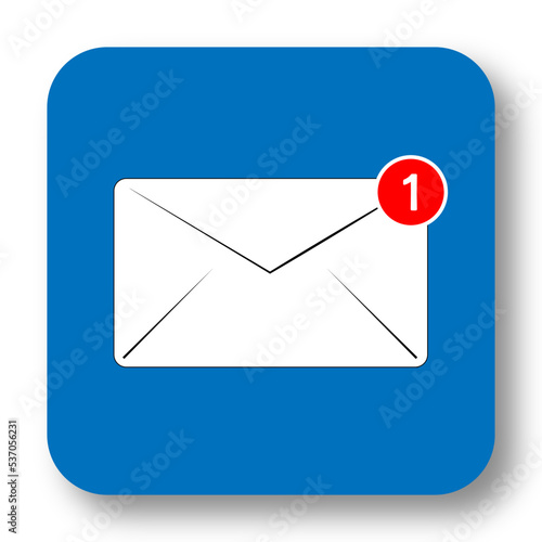 Concept of a phone app button with an email notification icon vector illustration