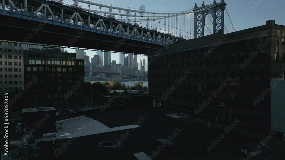 another rising out of Dumbo Brooklyn revealing Manhattan Bridge and NYC skyline another rising out of Dumbo Brooklyn revealing Manhattan Bridge and NYC skyline