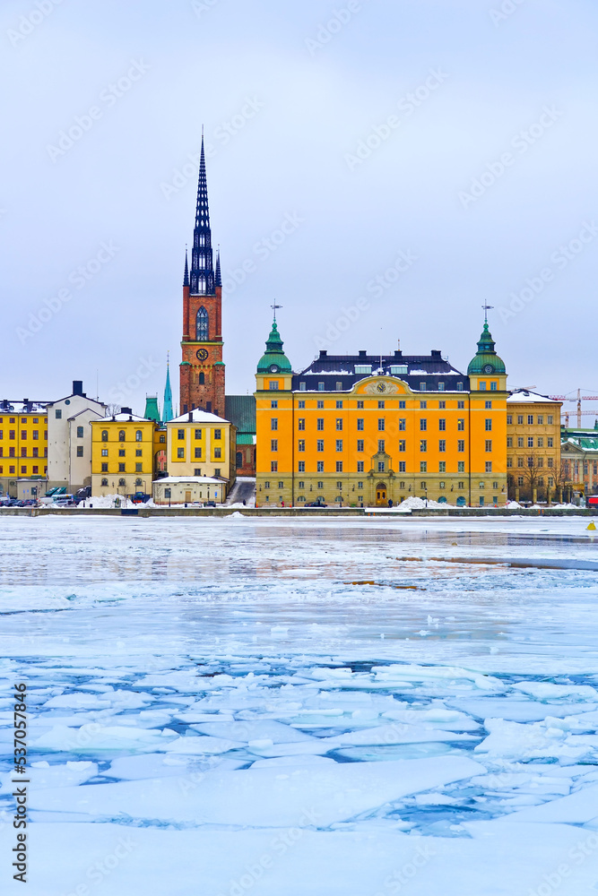 Φωτογραφία View of Stockholm, Sweden in the morning in winter.
