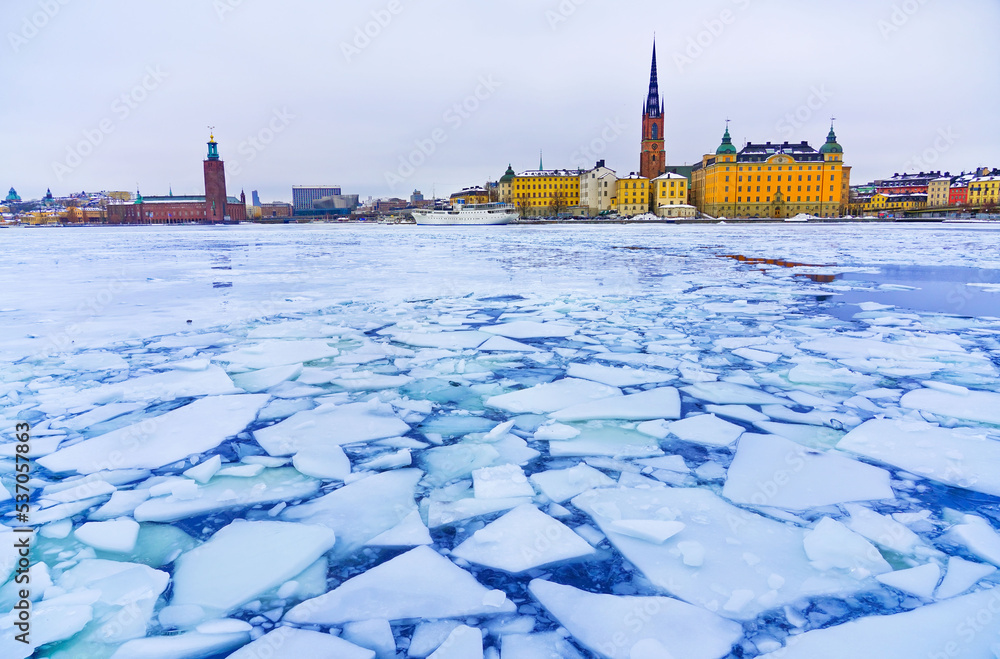 Obraz premium View of Stockholm, Sweden in the morning in winter.