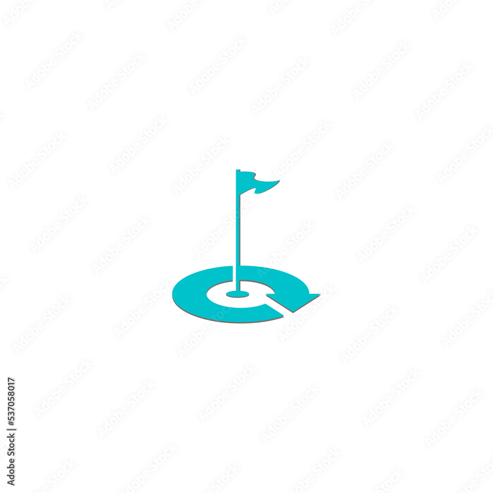 golf hole vector illustration and flag for icon, symbol or logo golf hole vector illustration and flag for icon, symbol or logo