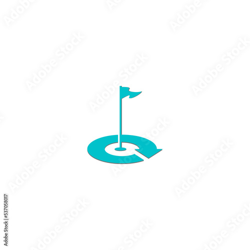 golf hole vector illustration and flag for icon, symbol or logo