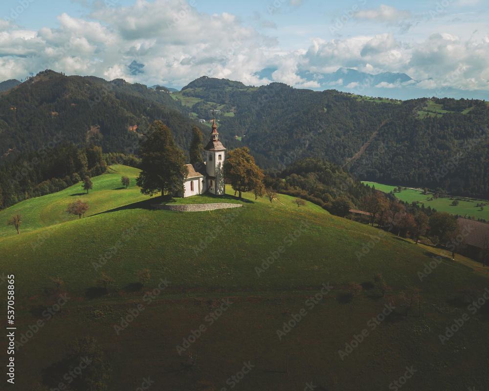 Aerial view of the church sv. Tomaz, Slovenia. Aerial view of the church sv. Tomaz, Slovenia.