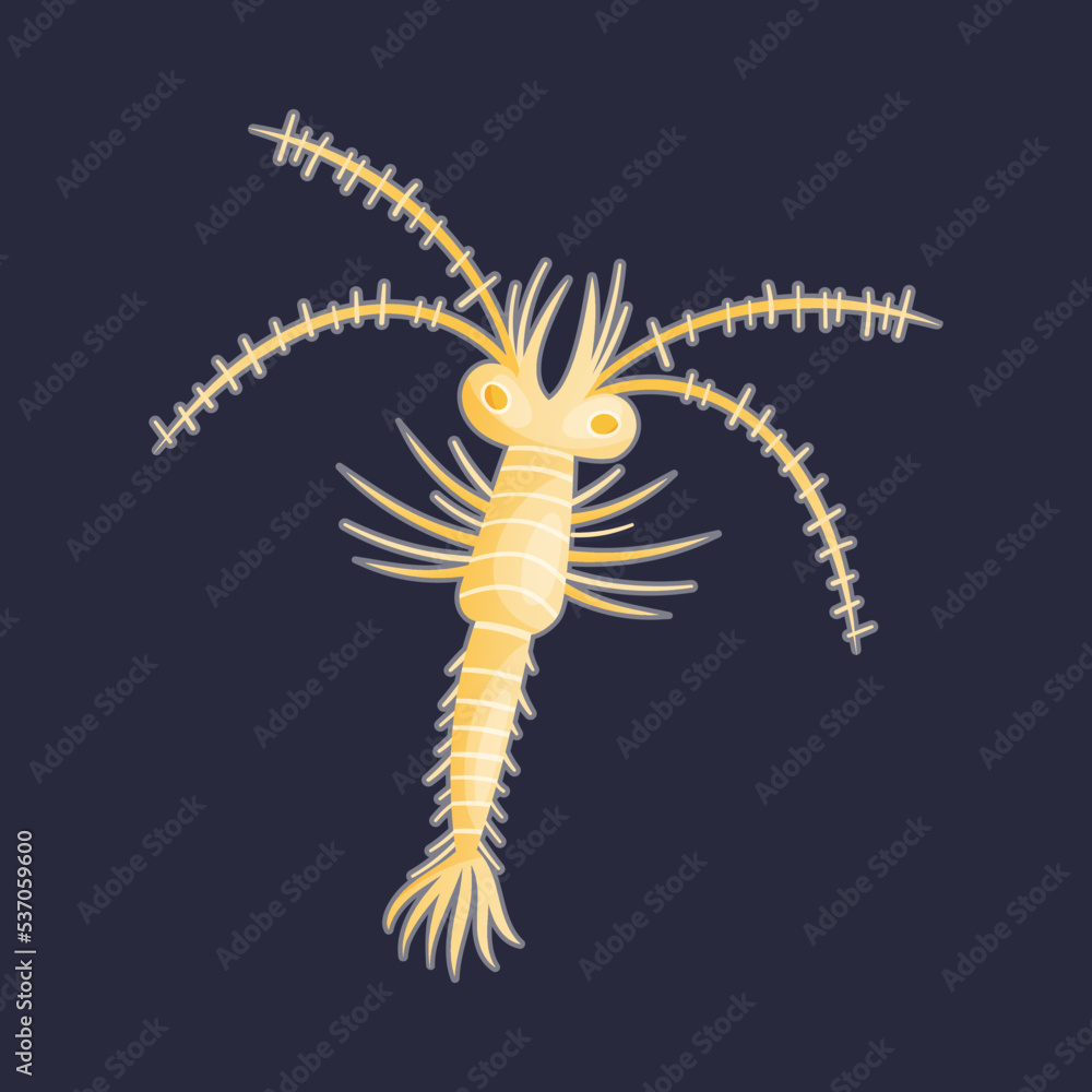 Yellow Plankton Water Organism Free Floating on Dark Background Vector Illustration