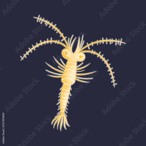Yellow Plankton Water Organism Free Floating on Dark Background Vector Illustration