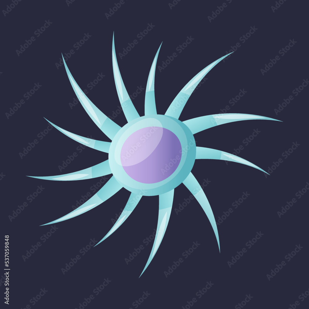 Blue Plankton Water Organism with Tentacles Free Floating on Dark Background Vector Illustration Blue Plankton Water Organism with Tentacles Free Floating on Dark Background Vector Illustration