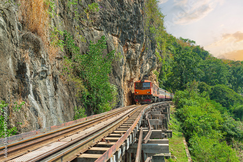 Death Railway Thailand,Death Railway with train Famous place in Kanchanaburi Thailand