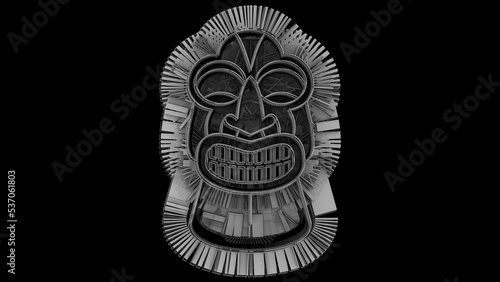 3D illustration of an architectural rendering of a Tiki statue that represents the image of a certain god and as an embodiment of that god's mana, or power. View at maximum size to see its making.