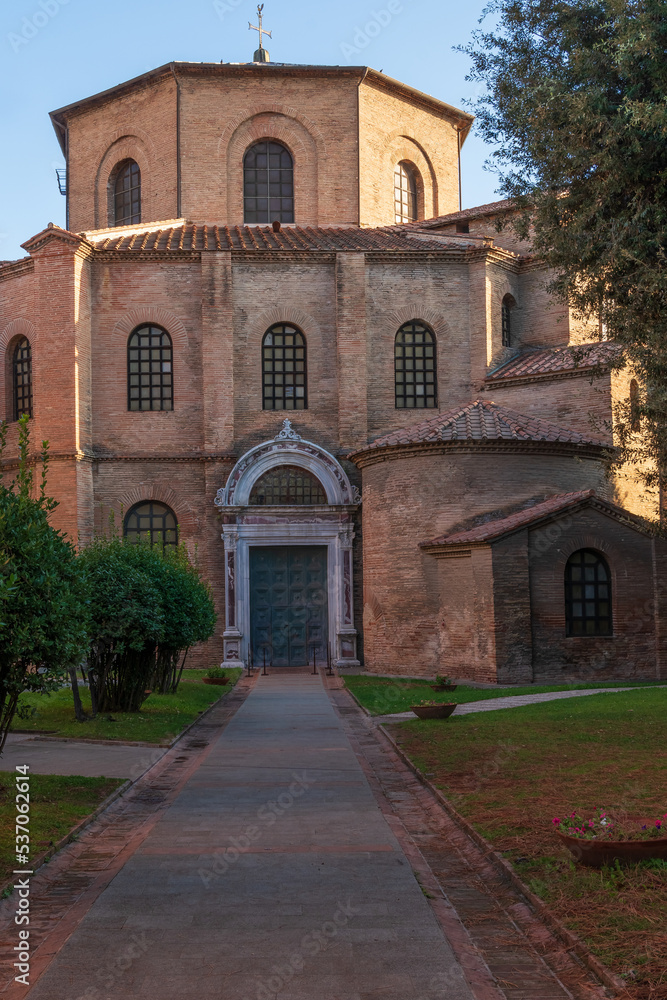 Entrance of Basilica di San Vitale, one of the most important examples of early Christian Byzantine art in western Europe,built in 547, Ravenna, Emilia-Romagna, Italy