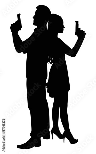 young couple with handguns