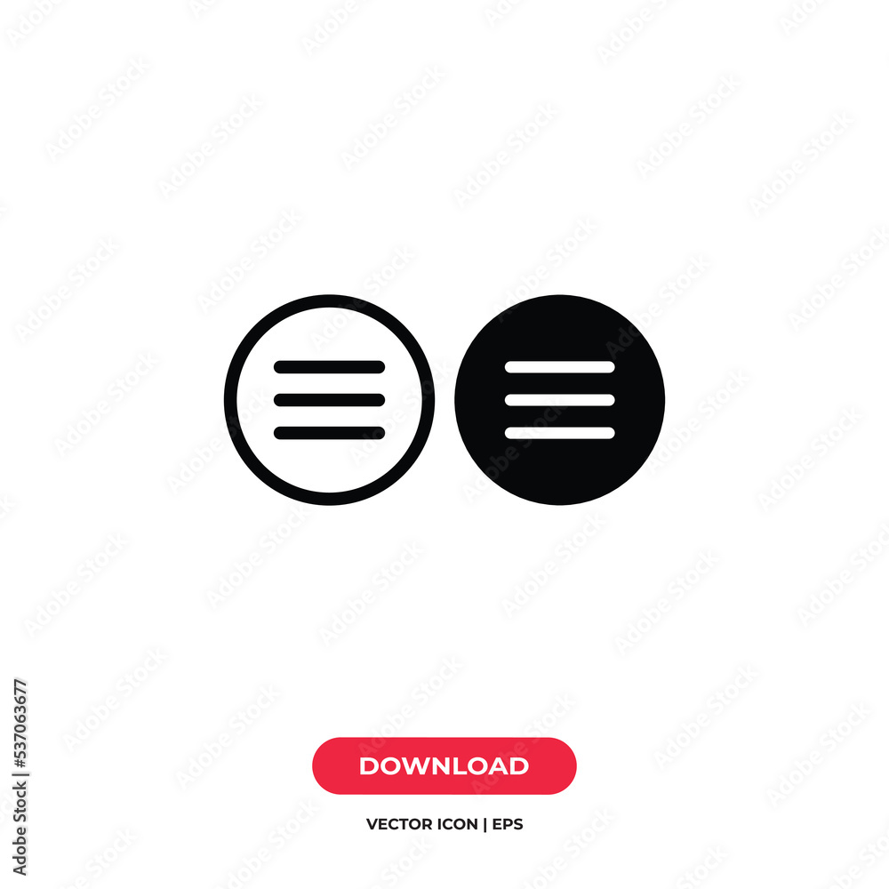 Menu icon vector. Burger menu sign Menu icon vector. Burger menu sign