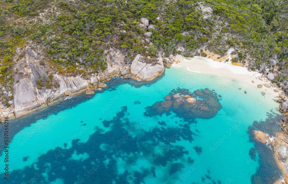 Aerial view of Little Beach and Waterfall Beach, Nanarup, Western Australia, Australia. Aerial view of Little Beach and Waterfall Beach, Nanarup, Western Australia, Australia.