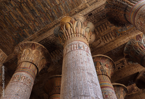 Columns of Khnum temple in Esna, Luxor, Egypt 