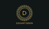 Calligraphic elegant ornament with letter D. Business sign, identity monogram for restaurant, boutique, hotel, heraldry, jewelry.