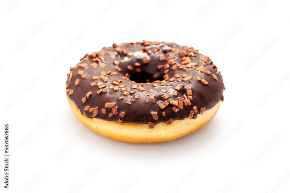 Donut with chocolate icing isolated on white background Donut with chocolate icing isolated on white background