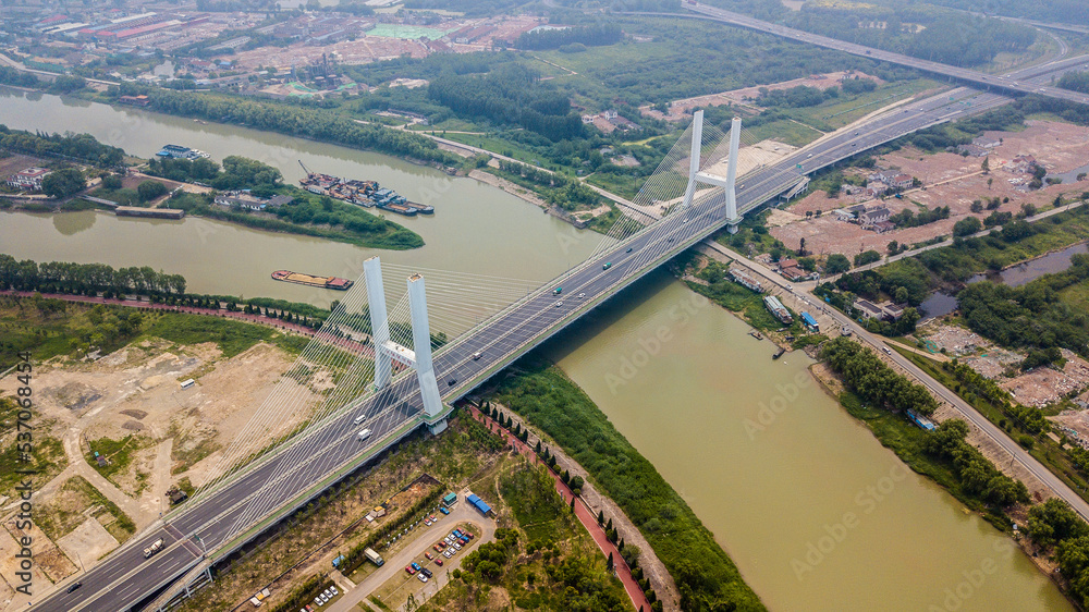 Aerial photography of Nanjing Yangtze River Second Bridge