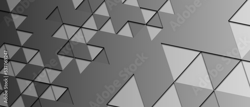 Abstract geometric paper cut web banner template on grey background photo