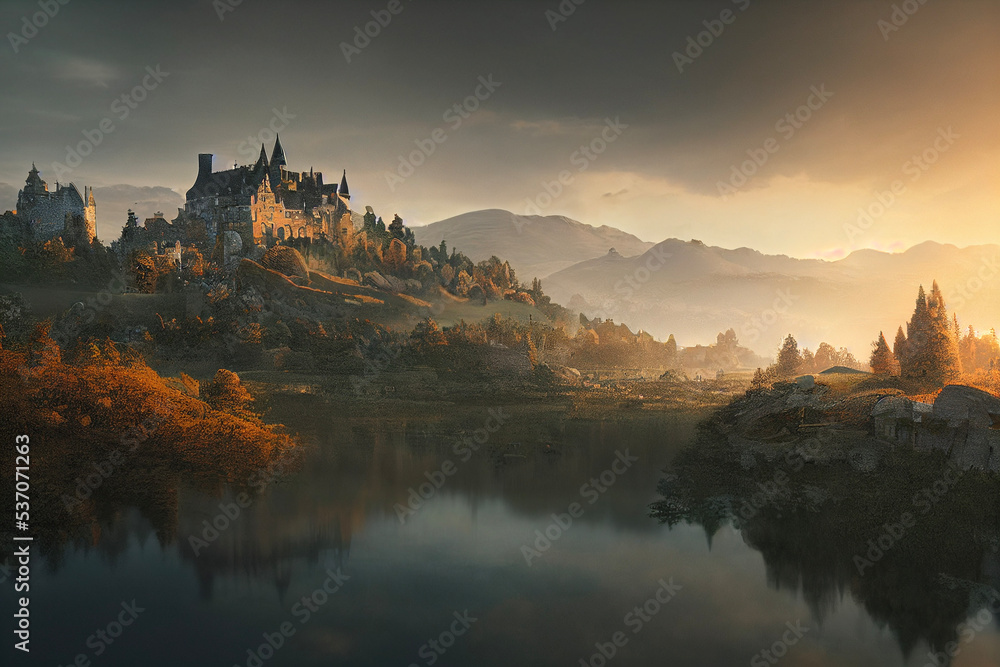 Obraz premium distant fantasy castle