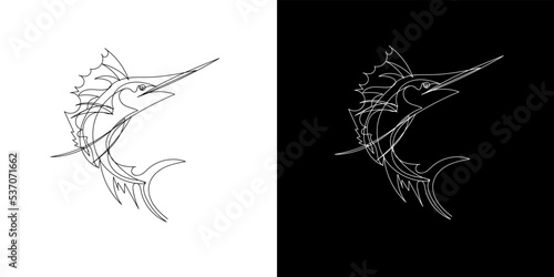 marlin fish continuous line.marlin fish line art drawing.one line drawing vector illustration