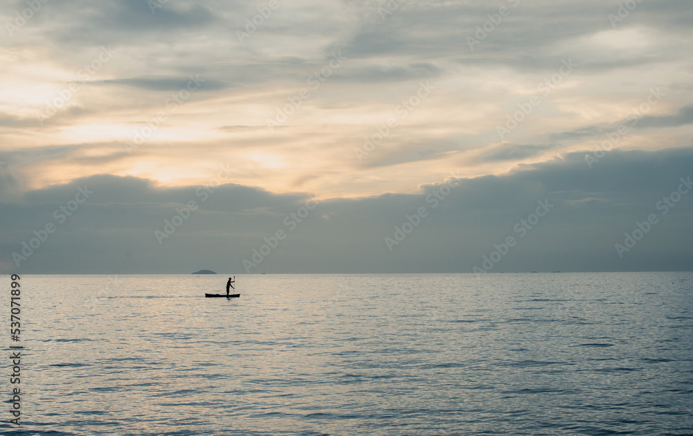 boat at sunset