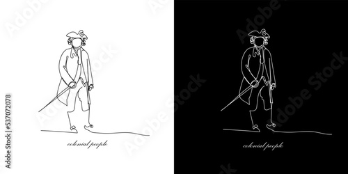 Cuadro en lienzo continuous line drawing of colonial people