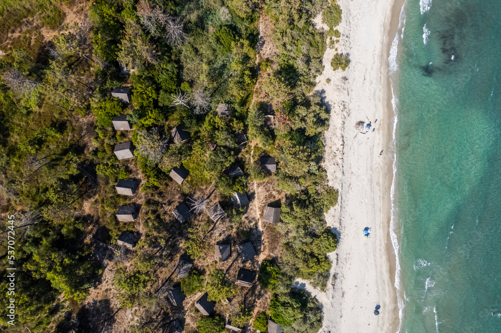 Aerial view of Casabianda beach, Aleria, Corse island, France. Aerial view of Casabianda beach, Aleria, Corse island, France.